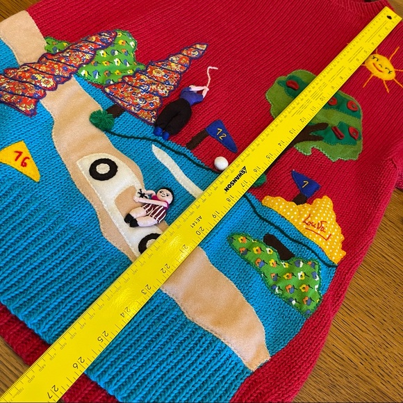 Andina hand made vintage 3D golf unique sweater - Picture 11 of 16